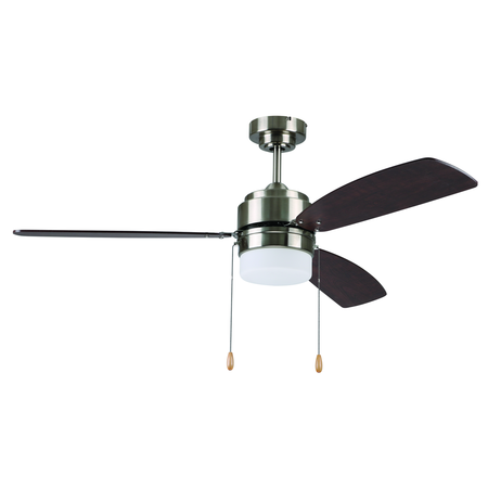 LITEX INDUSTRIES 52” Brushed Nickel Finish Ceiling Fan Includes Blades & LED Light Kit AU52BNK3L